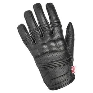 NORU Black Leather Men's Gloves with Red Accent